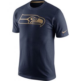 Wholesale Cheap Men\'s Seattle Seahawks Nike Navy Championship Drive Gold Collection Performance T-Shirt
