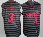 Wholesale Cheap Miami Heat #3 Dwyane Wade Gray With Black Pinstripe Jersey