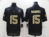 Wholesale Cheap Men's Kansas City Chiefs #15 Patrick Mahomes Black Camo 2020 Salute To Service Stitched NFL Nike Limited Jersey