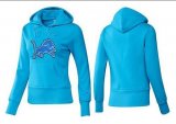 Wholesale Cheap Women's Detroit Lions Logo Pullover Hoodie Light Blue