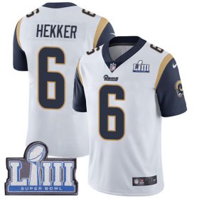 Wholesale Cheap Nike Rams #6 Johnny Hekker White Super Bowl LIII Bound Men\'s Stitched NFL Vapor Untouchable Limited Jersey