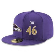 Wholesale Cheap Baltimore Ravens #46 Morgan Cox Snapback Cap NFL Player Purple with Gold Number Stitched Hat