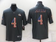 Wholesale Cheap Men's Cleveland Browns #4 Deshaun Watson Grey Salute To Service USA Flag Fashion Limited Stitched Jersey