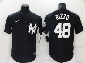Wholesale Cheap Men\'s New York Yankees #48 Anthony Rizzo Black Stitched MLB Nike Cool Base Throwback Jersey