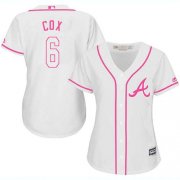 Wholesale Cheap Braves #6 Bobby Cox White/Pink Fashion Women's Stitched MLB Jersey