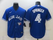 Wholesale Cheap Men's Toronto Blue Jays #4 George Springer Blue Stitched MLB Cool Base Nike Jersey