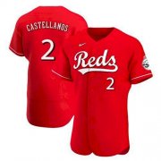 Wholesale Cheap Men's Cincinnati Reds #2 Nick Castellanos Scarlet 2021 Alternate Jersey
