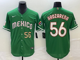 Wholesale Cheap Men\'s Mexico Baseball #56 Randy Arozarena Number 2023 Green World Classic Stitched Jersey4