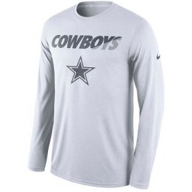Wholesale Cheap Men\'s Dallas Cowboys Nike White Legend Staff Practice Long Sleeves Performance T-Shirt