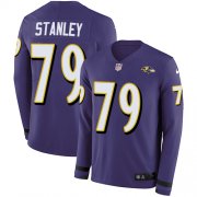 Wholesale Cheap Nike Ravens #79 Ronnie Stanley Purple Team Color Men's Stitched NFL Limited Therma Long Sleeve Jersey
