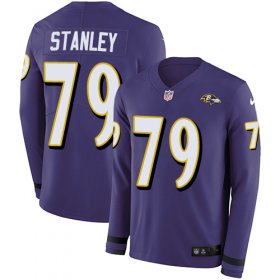 Wholesale Cheap Nike Ravens #79 Ronnie Stanley Purple Team Color Men\'s Stitched NFL Limited Therma Long Sleeve Jersey