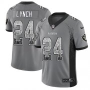 Wholesale Cheap Nike Raiders #24 Marshawn Lynch Gray Men's Stitched NFL Limited Rush Drift Fashion Jersey