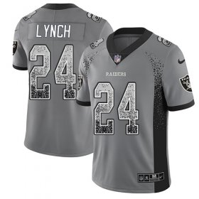 Wholesale Cheap Nike Raiders #24 Marshawn Lynch Gray Men\'s Stitched NFL Limited Rush Drift Fashion Jersey