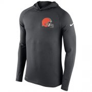 Wholesale Cheap Men's Cleveland Browns Nike Gray Stadium Touch Performance Long Sleeve T-Shirt