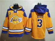 Wholesale Cheap Men's Los Angeles Lakers #3 Anthony Davis Yellow Lace-Up Pullover Hoodie