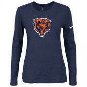 Wholesale Cheap Women's Nike Chicago Bears Of The City Long Sleeve Tri-Blend NFL T-Shirt Dark Blue-2