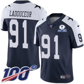 Wholesale Cheap Nike Cowboys #91 L.P. Ladouceur Navy Blue Thanksgiving Men\'s Stitched With Established In 1960 Patch NFL 100th Season Vapor Untouchable Limited Throwback Jersey