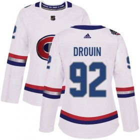Wholesale Cheap Adidas Canadiens #92 Jonathan Drouin White Authentic 2017 100 Classic Women\'s Stitched NHL Jersey