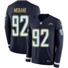 Wholesale Cheap Nike Chargers #92 Brandon Mebane Navy Blue Team Color Men\'s Stitched NFL Limited Therma Long Sleeve Jersey