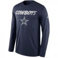 Wholesale Cheap Men's Dallas Cowboys Nike Navy Legend Staff Practice Long Sleeves Performance T-Shirt