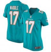 Wholesale Cheap Women's Miami Dolphins #17 Jaylen Waddle Aqua Stitched Game Jersey(Run Small)