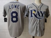Wholesale Cheap Men's Tampa Bay Rays #8 Brandon Lowe Grey Stitched MLB Cool Base Nike Jersey
