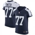 Wholesale Cheap Nike Cowboys #77 Tyron Smith Navy Blue Thanksgiving Men's Stitched NFL Vapor Untouchable Throwback Elite Jersey