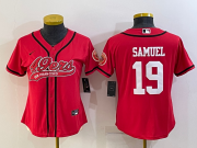 Wholesale Cheap Women's San Francisco 49ers #19 Deebo Samuel Red With Patch Cool Base Stitched Baseball Jersey