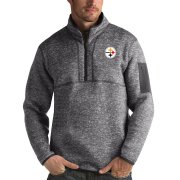 Wholesale Cheap Men's Pittsburgh Steelers Charcoal Antigua Fortune Quarter-Zip Pullover Jacket