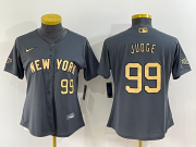 Wholesale Women's New York Yankees #99 Aaron Judge Number Grey 2022 All Star Stitched Cool Base Nike Jersey