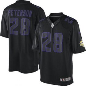 Wholesale Cheap Nike Vikings #28 Adrian Peterson Black Men\'s Stitched NFL Impact Limited Jersey