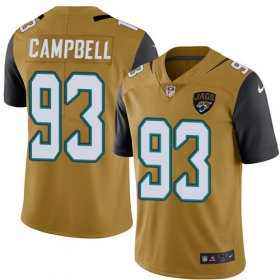 Wholesale Cheap Nike Jaguars #93 Calais Campbell Gold Men\'s Stitched NFL Limited Rush Jersey