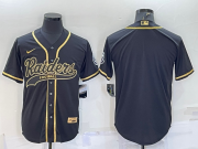 Wholesale Cheap Men's Las Vegas Raiders Blank Black Gold With Patch Cool Base Stitched Baseball Jersey