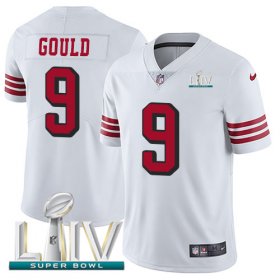 Wholesale Cheap Nike 49ers #9 Robbie Gould White Super Bowl LIV 2020 Rush Men\'s Stitched NFL Vapor Untouchable Limited Jersey