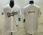 Cheap Men's Los Angeles Dodgers White Team Big Logo Cool Base Stitched Baseball Jersey2