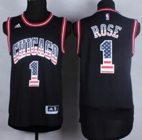 Wholesale Cheap Chicago Bulls #1 Derrick Rose Revolution 30 Swingman 2014 USA Flag Fashion Black Jersey