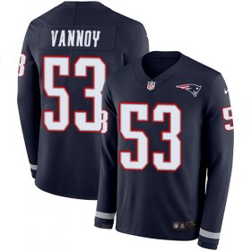 Wholesale Cheap Nike Patriots #53 Kyle Van Noy Navy Blue Team Color Men\'s Stitched NFL Limited Therma Long Sleeve Jersey