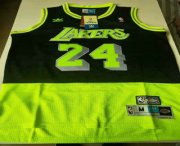 Wholesale Cheap Men's Los Angeles Lakers #24 Kobe Bryant Green Black Split Hardwood Classics Jersey