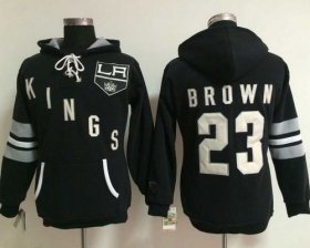 Wholesale Cheap Los Angeles Kings #23 Dustin Brown Black Women\'s Old Time Heidi NHL Hoodie