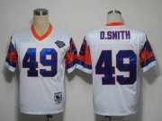 Wholesale Cheap Mitchel and Ness Broncos #49 Dennis Smith White With 75 Anniversary Patch Stitched Throwback NFL Jersey