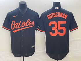 Cheap Men\'s Baltimore Orioles #35 Adley Rutschman Black Cool Base Stitched Jersey