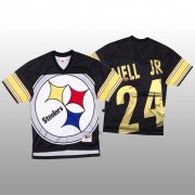Wholesale Cheap NFL Pittsburgh Steelers #24 Benny Snell Jr. Black Men's Mitchell & Nell Big Face Fashion Limited NFL Jersey