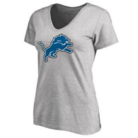 Wholesale Cheap Women\'s Detroit Lions Pro Line Primary Team Logo Slim Fit T-Shirt Grey