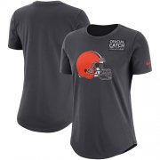 Wholesale Cheap NFL Women's Cleveland Browns Nike Anthracite Crucial Catch Tri-Blend Performance T-Shirt