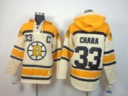 Wholesale Cheap Bruins #33 Zdeno Chara Cream Sawyer Hooded Sweatshirt Stitched NHL Jersey