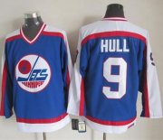 Wholesale Cheap Jets #9 Bobby Hull Blue/White CCM Throwback Stitched NHL Jersey