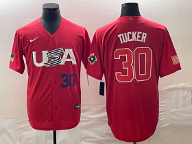 Cheap Men\'s USA Baseball #30 Kyle Tucker Number 2023 Red World Classic With Patch Stitched Jerseys