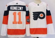 Cheap Men's Philadelphia Flyers #11 Travis Konecny White 2024 Stadium Series Stitched Jersey