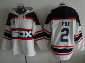 Wholesale Cheap White Sox #2 Nellie Fox White Sawyer Hooded Sweatshirt Alternate Home MLB Hoodie