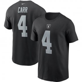 Wholesale Cheap Las Vegas Raiders #4 Derek Carr Nike Team Player Name & Number T-Shirt Black